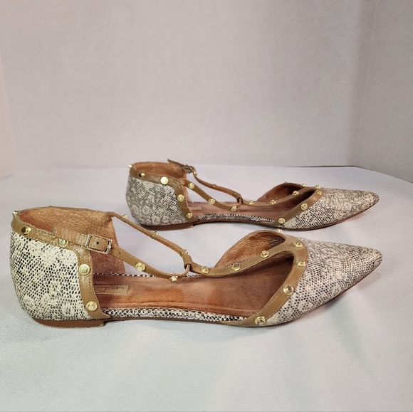 Halogen Haolson Lea Natural Snake Skin Print Leather Flats Women's Size 11 - Picture 5 of 8